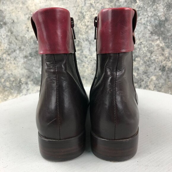 Canal Grande Women's Size 37 Pauline Dark Brown Red Side Zip Ankle Booties 13627 - Picture 8 of 16